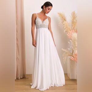 White Bridal Style gown with sequin/beaded bust